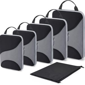 Compression Packing Cubes for Travel, 6 Set Travel Packing Cubes for Suitcases, Compression Suitcases Organizers Bag Set for Travel Essentials, Lightweight Packing Organizers with Shoe Bag