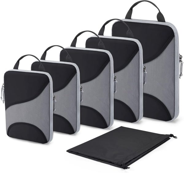 Compression Packing Cubes for Travel, 6 Set Travel Packing Cubes for Suitcases, Compression Suitcases Organizers Bag Set for Travel Essentials, Lightweight Packing Organizers with Shoe Bag