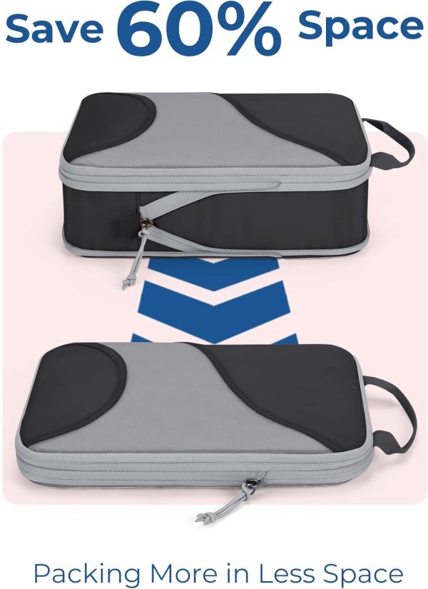 Compression Packing Cubes for Travel, 6 Set Travel Packing Cubes for Suitcases, Compression Suitcases Organizers Bag Set for Travel Essentials, Lightweight Packing Organizers with Shoe Bag - Image 4