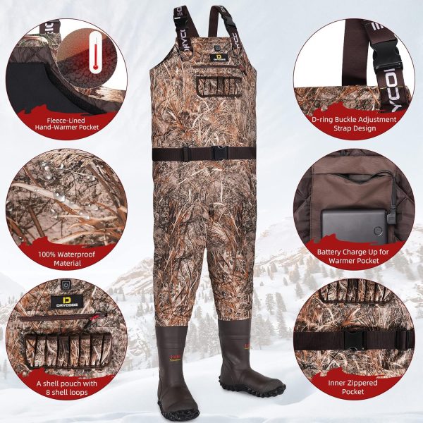 DRYCODE Chest Waders for Men with 1600g Boots, Waterproof Fleece-Lined Insulated Wader with Boot Hanger for Hunting - Image 4