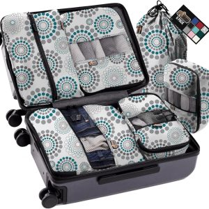 Gorilla Grip 6 Set Packing Cubes, Travel Essentials for Suitcases, Breathable Mesh Organizer Bags for Clothes Toiletries Shoes and Laundry, Luggage and Backpack Carry On Airplane Accessories Spiral