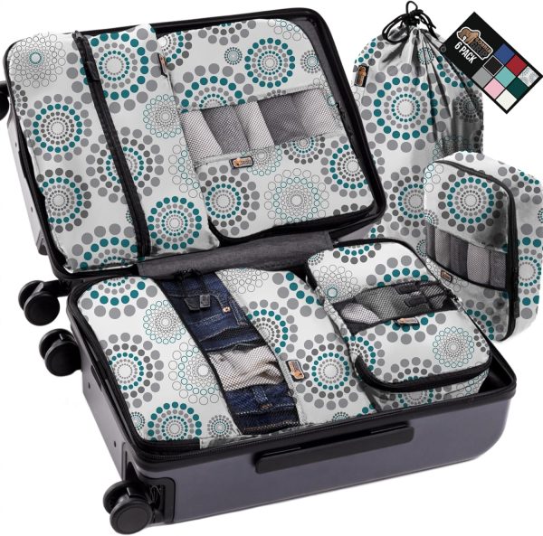 Gorilla Grip 6 Set Packing Cubes, Travel Essentials for Suitcases, Breathable Mesh Organizer Bags for Clothes Toiletries Shoes and Laundry, Luggage and Backpack Carry On Airplane Accessories Spiral