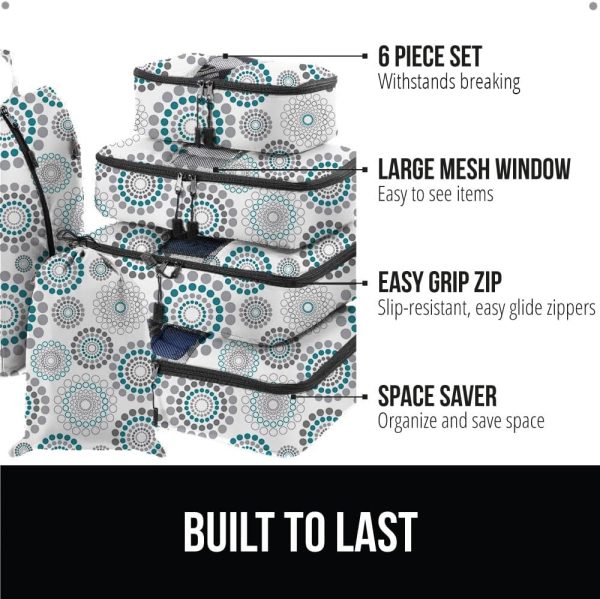 Gorilla Grip 6 Set Packing Cubes, Travel Essentials for Suitcases, Breathable Mesh Organizer Bags for Clothes Toiletries Shoes and Laundry, Luggage and Backpack Carry On Airplane Accessories Spiral - Image 2