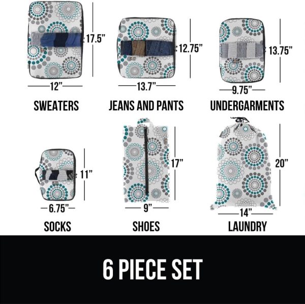 Gorilla Grip 6 Set Packing Cubes, Travel Essentials for Suitcases, Breathable Mesh Organizer Bags for Clothes Toiletries Shoes and Laundry, Luggage and Backpack Carry On Airplane Accessories Spiral - Image 6