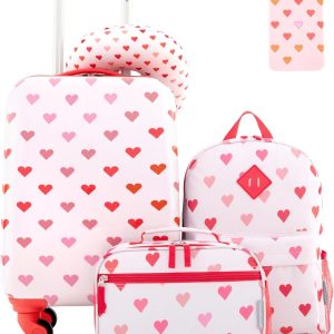 Travelers Club 5 Piece Kids' Luggage Set, Hearts